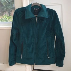 North Face teal fleece jacket